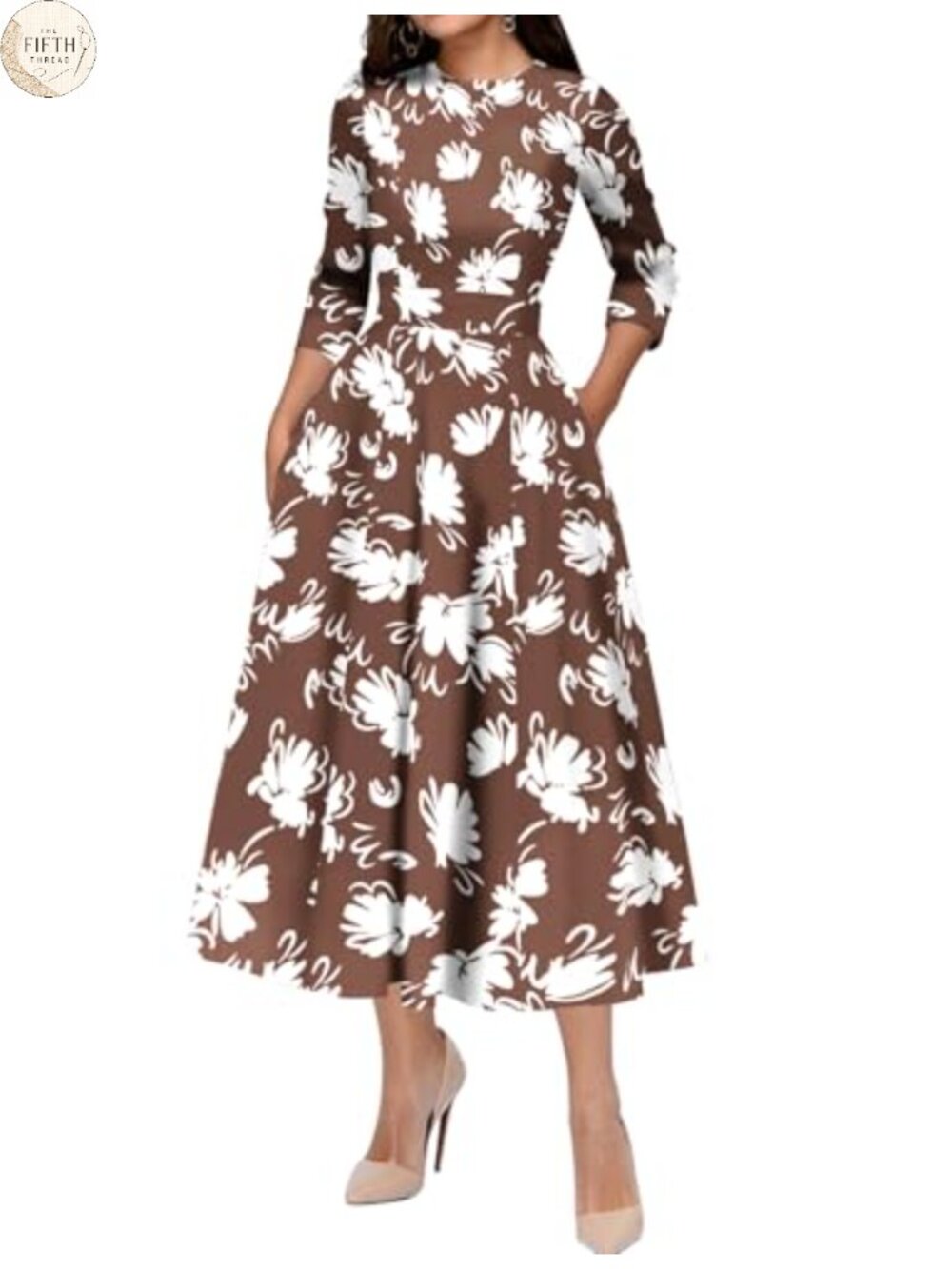 Vintage 1950s Cocktail Midi Dress Cotton Spandex A-Line Swing Party